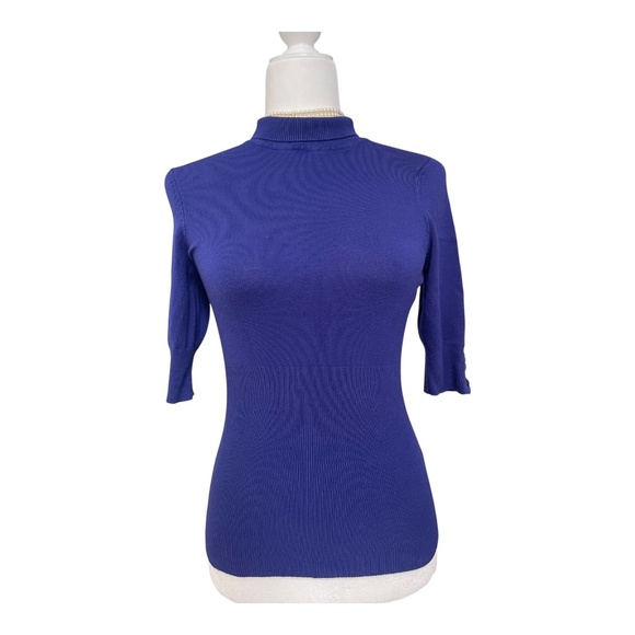 Express Knit Turtleneck Short-Sleeve with Buttons size XS Women's - Picture 2 of 13